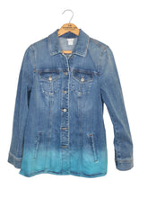 Load image into Gallery viewer, Size Medium  Blue New With Tags!! Denim Teal ombre Jacket
