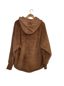 Size Medium Mono B Chocolate Hood Fleece Jacket