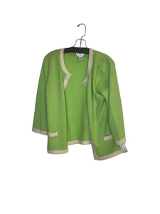 Size Medium Talbots Green Offwhite Cashmere Cardigan