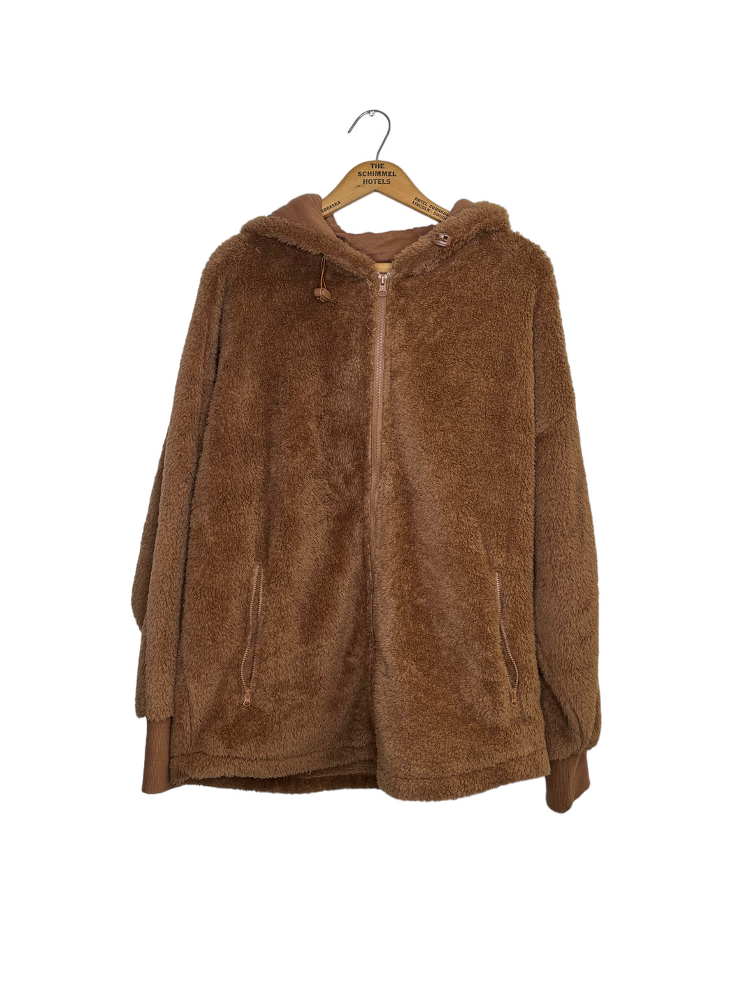 Size Medium Mono B Chocolate Hood Fleece Jacket