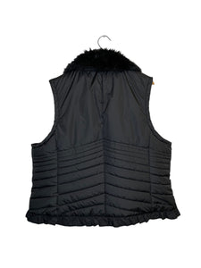 Size 22/24 Black Quilted Faux Fur Trim Vest